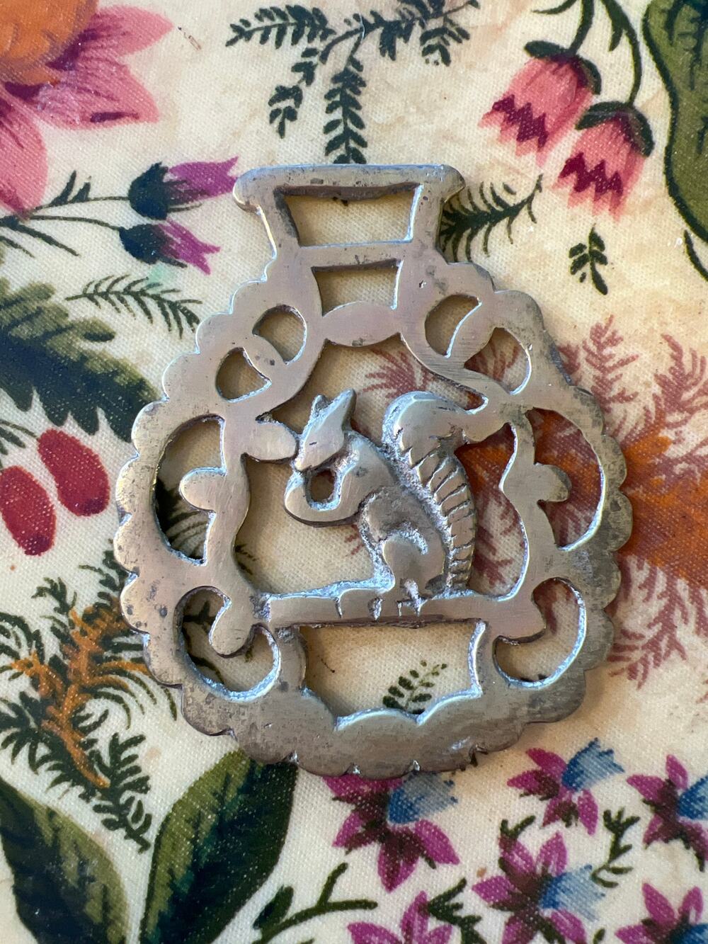 Brass Medallion: squirrel on a Branch Design